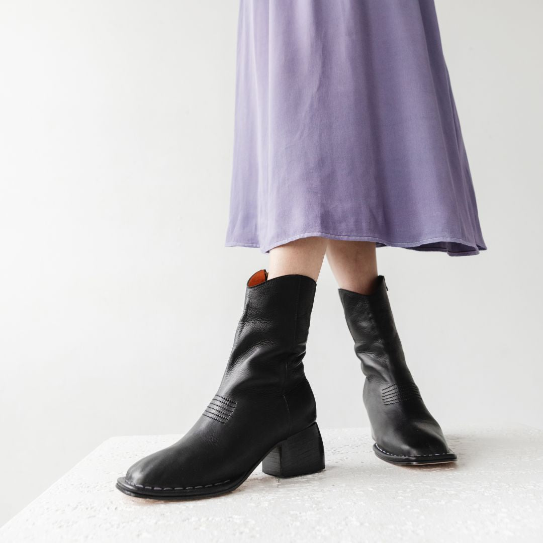 West Ankle Boots in Black Leather