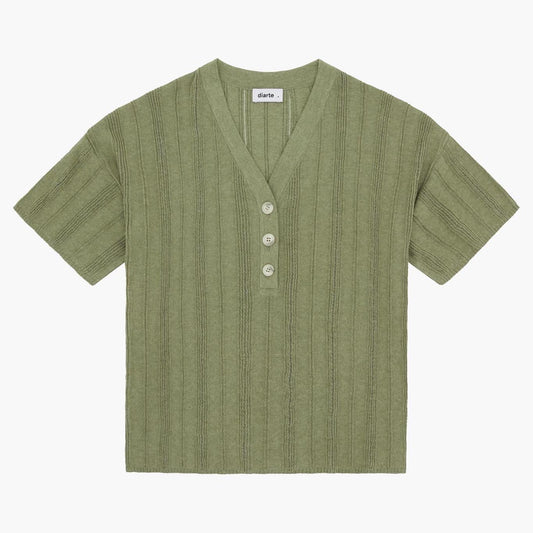 Aire Textured Polo Top in Sage