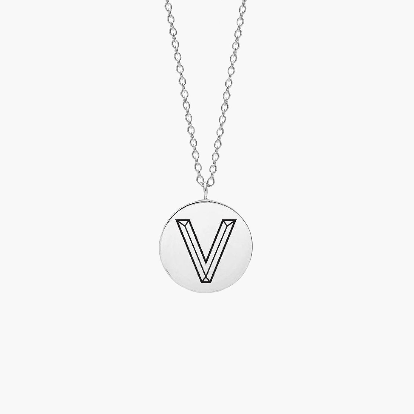 Facett Initial V Pendant - Silver