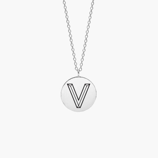 Facett Initial V Pendant - Silver