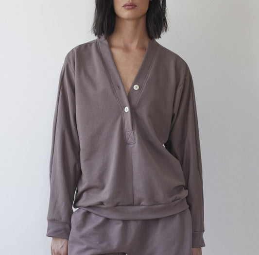 Popover Sweatshirt in Mushroom Organic Cotton