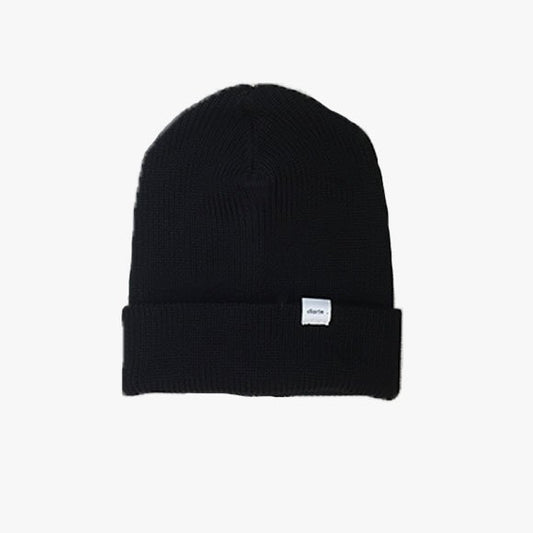 Fine Merino Ribbed Beanie Hat in Black