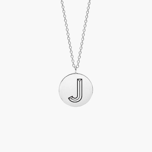 Facett Initial J Pendant - Silver