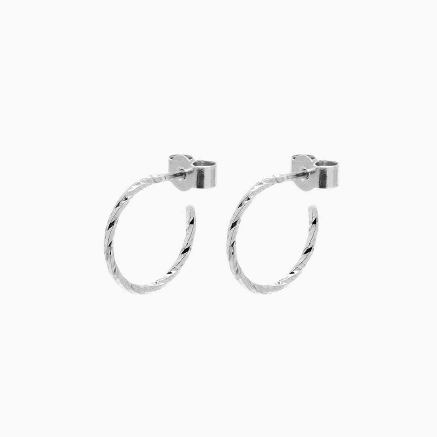 Mini Diamond Hoop Earrings - Silver