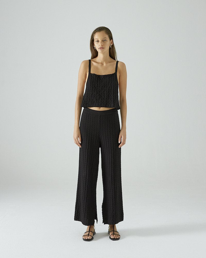Bao Knitted Trousers in Black Cotton