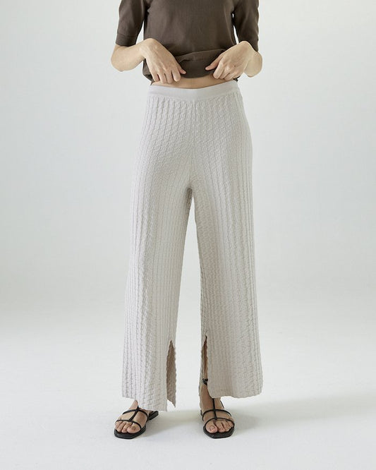 Bao Knitted Trousers in Light Grey Cotton