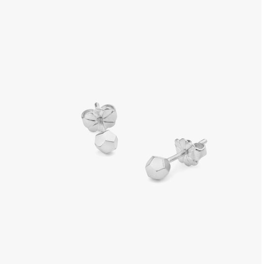 Silver Dodecahedron Stud Earrings