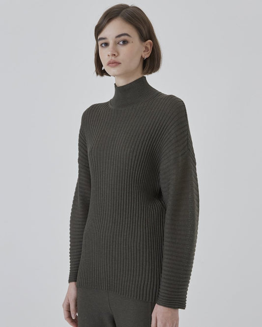 Rami Ribbed Merino Sweater in Dark Green
