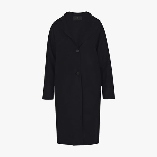 Structured Wool Coat in Deep Navy