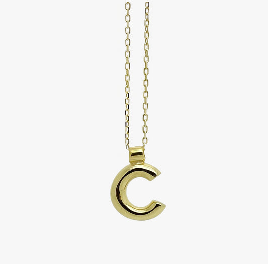 'A' 'C' 'E' Initial Pendant in Gold