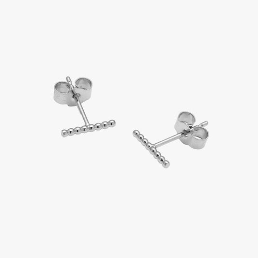 Ball Bar Stud Earrings in Silver
