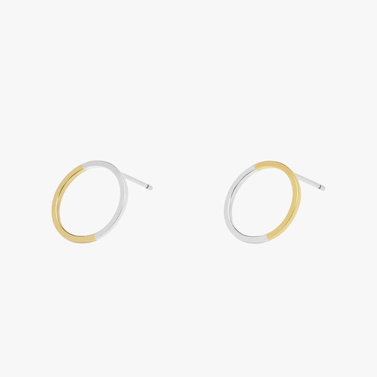 Two Tone Circle Stud Earrings