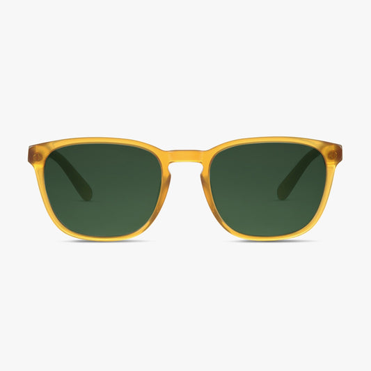 Bowery Amber Sunglasses with Green Lenses