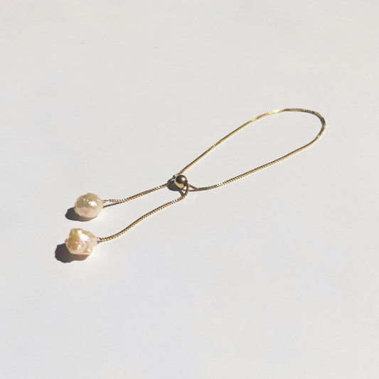 Rosebud Pearl Twin Bracelet in Gold