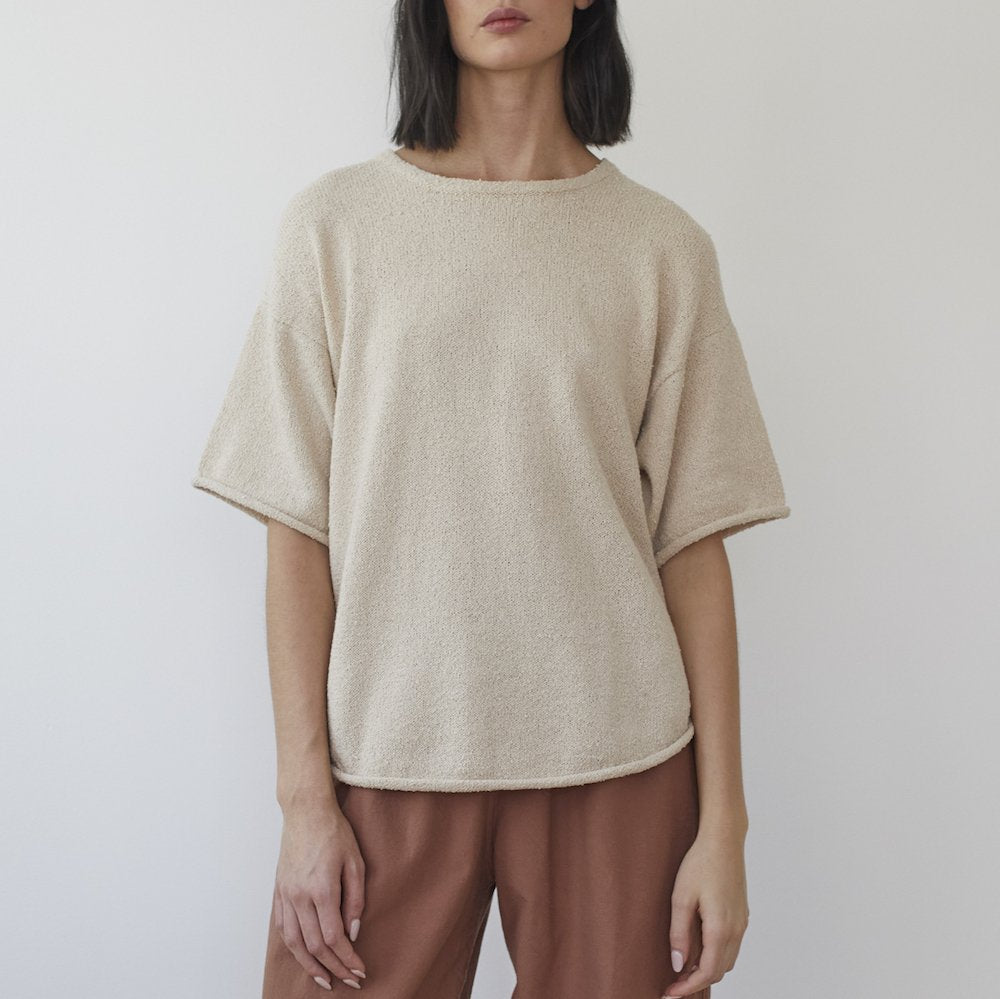 Boucle Top in Almond Organic Cotton