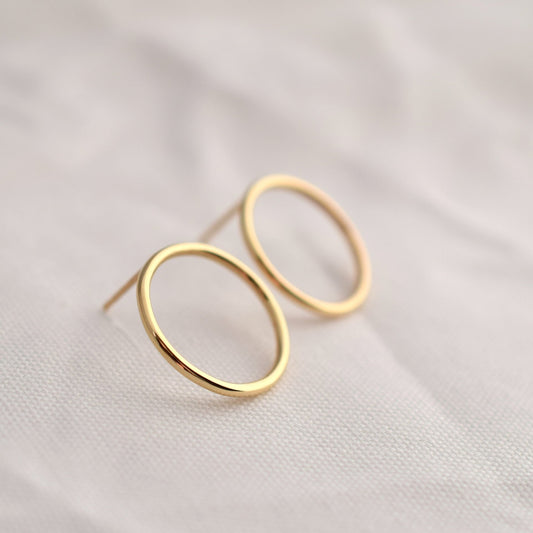 SORA Full Moon Solid Gold Earrings