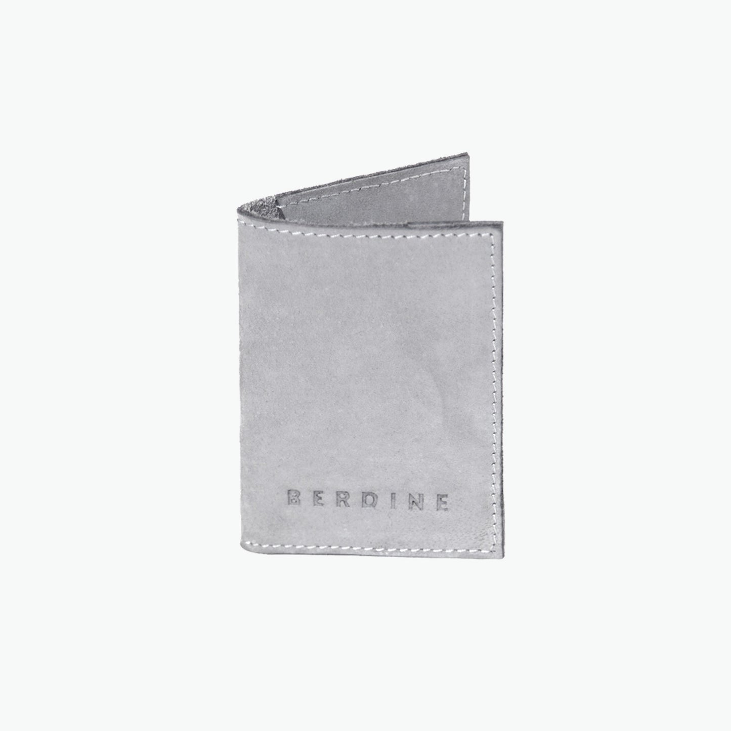 Buffalo Leather Card Holder in Light Grey
