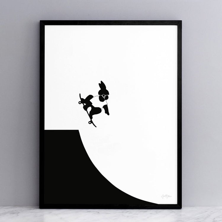 Skateboarding Rabbit Print