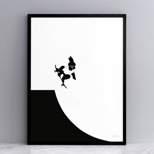 Skateboarding Rabbit Print