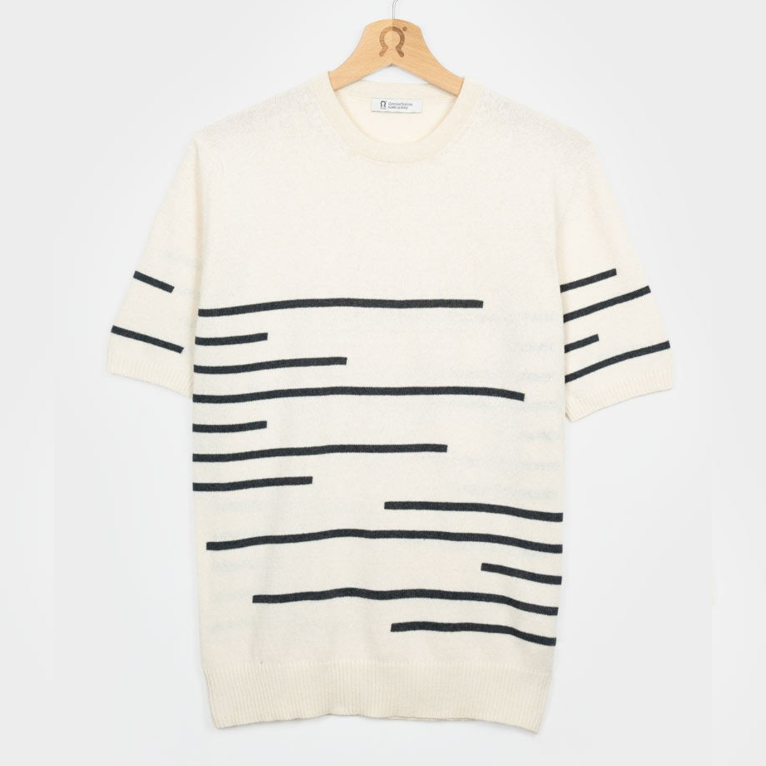 Adone Striped Organic Cotton T-Shirt in Natural