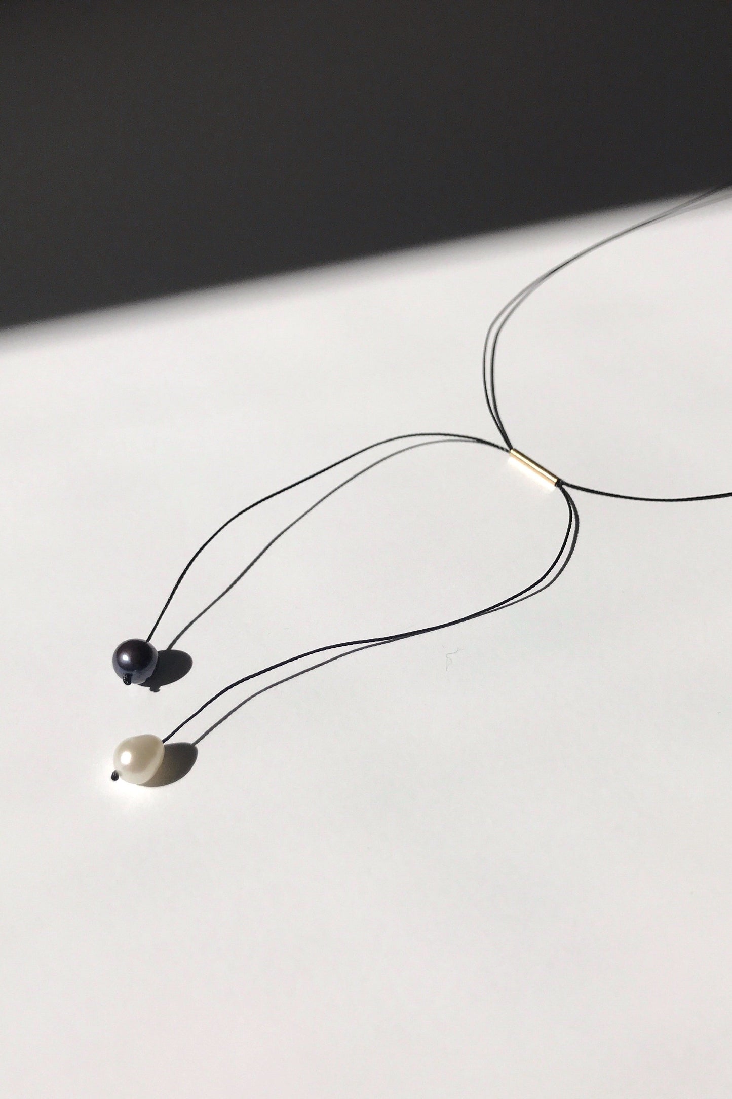 Twin Pearl Necklace in Black