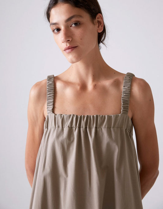Fina Dress in Taupe Organic Cotton