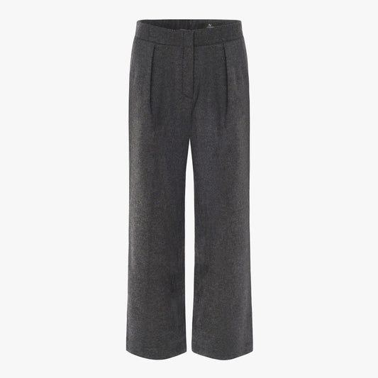 Wide Leg Wool Trousers in Grey