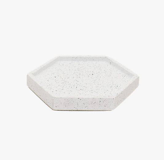 Hexagonal Granite Trinket Tray in White