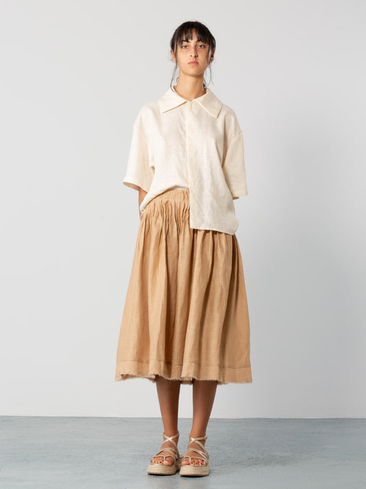 Mid Sleeve Linen Shirt in Ivory