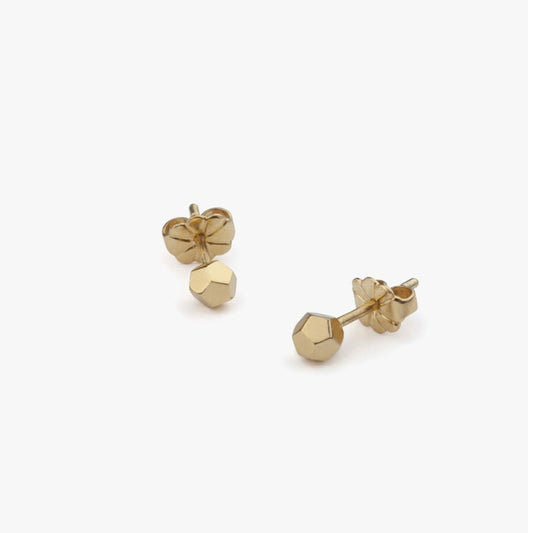 Gold Dodecahedron Stud Earrings