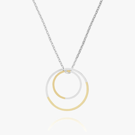 Two Tone Double Circle Necklace