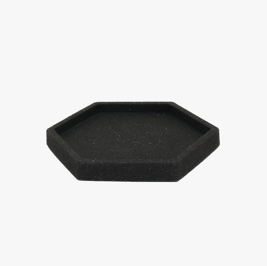 Hexagonal Granite Trinket Tray in Black