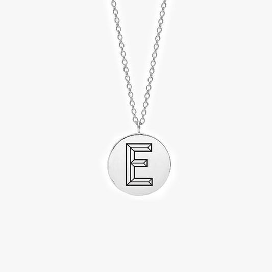 Facett Initial E Pendant - Silver