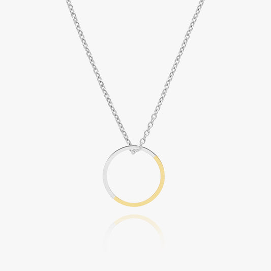 Two-Tone Circle Necklace in Gold