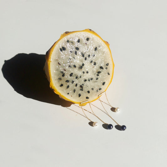 Twin Earrings with Back & White Potato Pearls