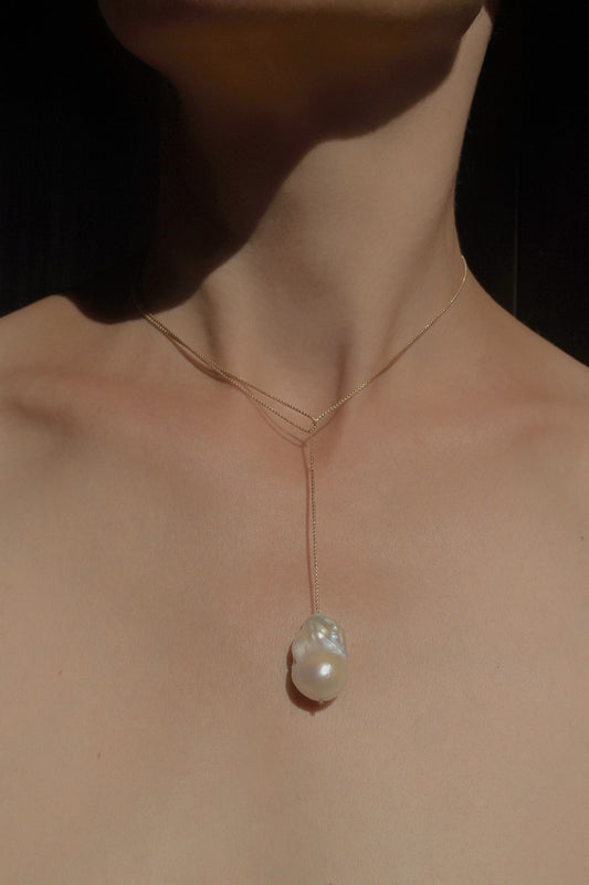 Fireball Lariat Pearl Necklace