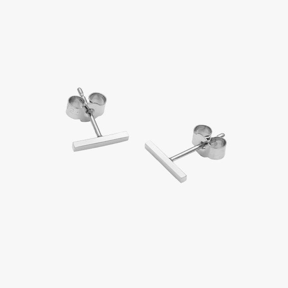 Bar Stud Earrings in Silver