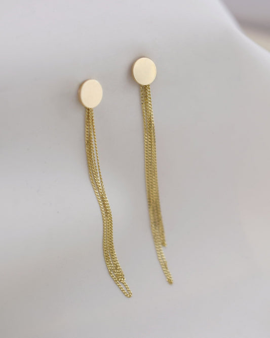 AMA Disc Solid Gold Chain Earrings
