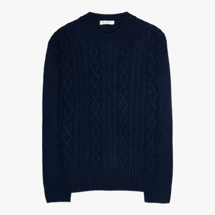 Amos Recycled Wool Sweater in Navy