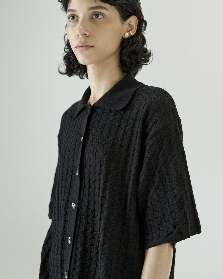Lira Knitted Shirt in Black Cotton