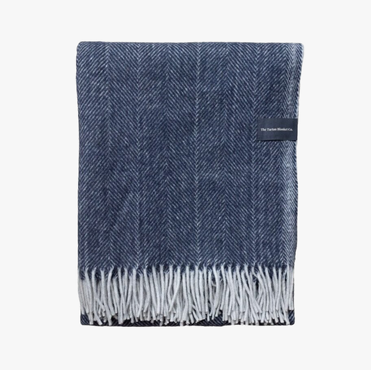 Recycled Wool Throw in Navy