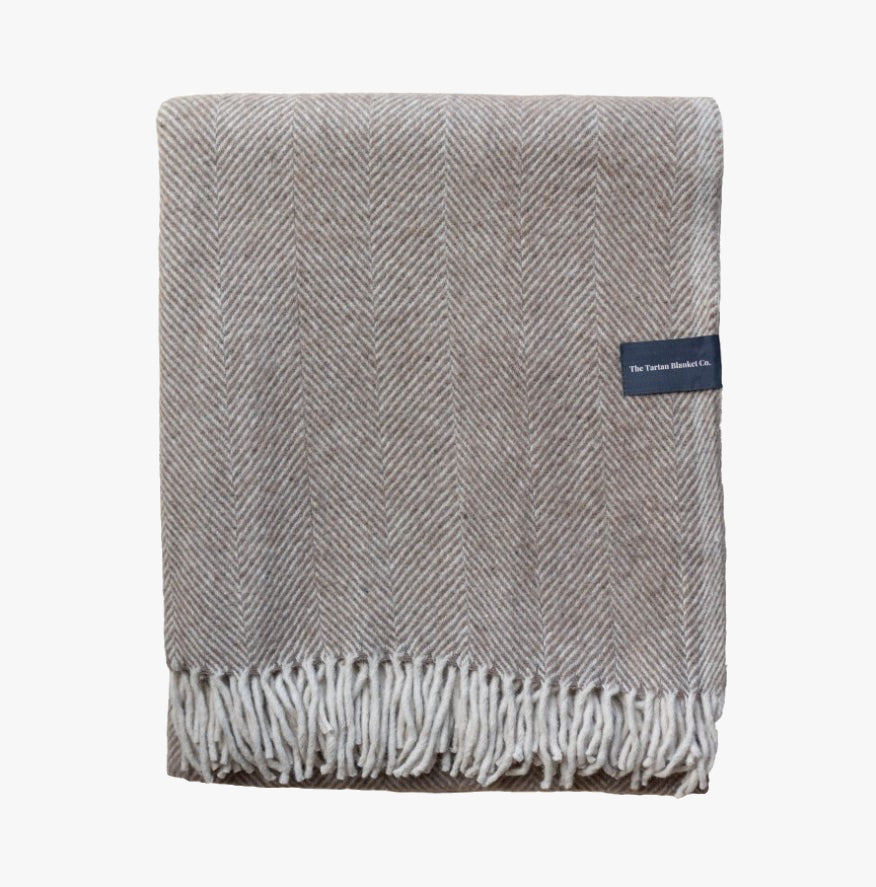 Recycled Wool Throw in Natural Beige