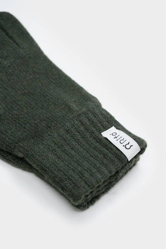 Anita Recycled Cashmere Gloves in Forest Green
