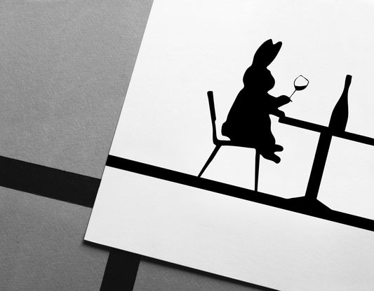 Wine Tasting Rabbit Print