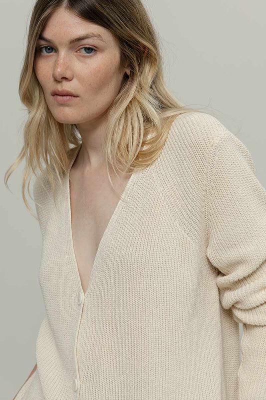 Aspasia Recycled Cotton Cardigan in Off White