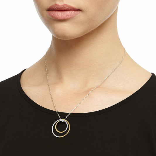 Two Tone Double Circle Necklace