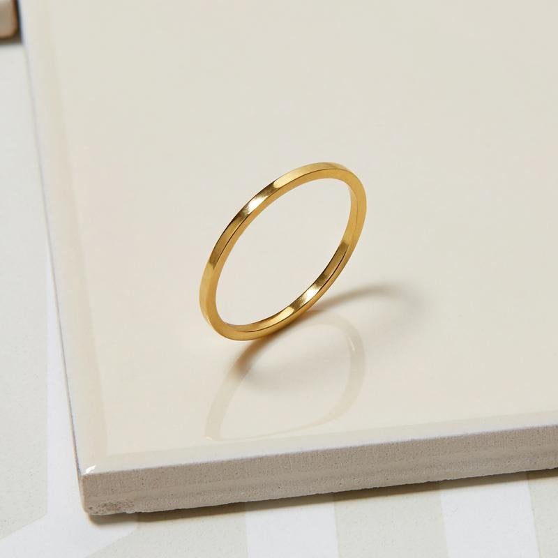 Skinny Square Gold Stacking Ring