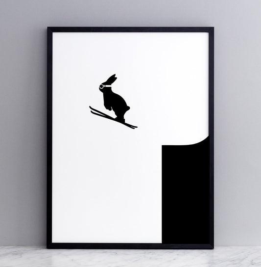 Ski Jumping Rabbit Print