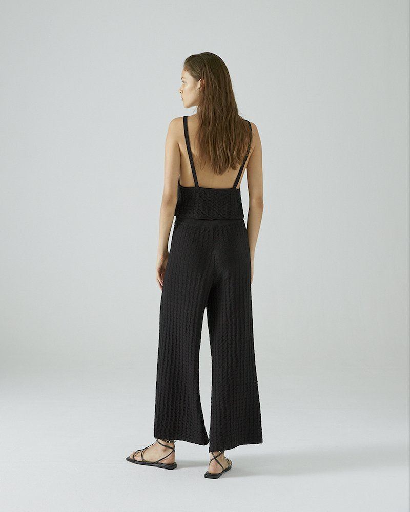 Bao Knitted Trousers in Black Cotton