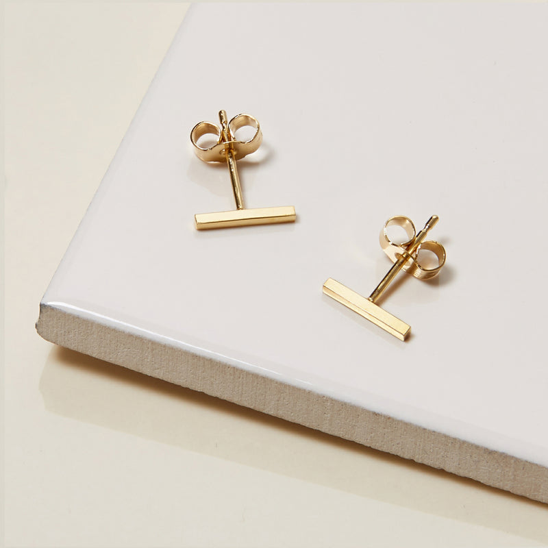 Bar Stud Earrings in Gold